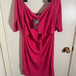 Sexy stomach cut out Pink Midi Dress with Flattering Fit